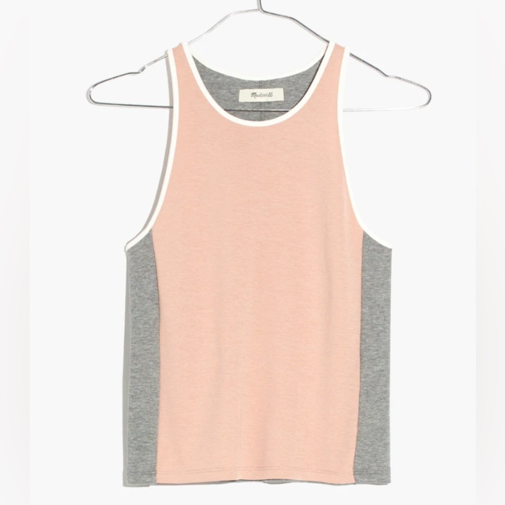 Madewell Offline Tank Top in Colorblock Dusty Blush Size XS